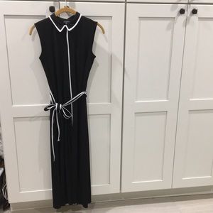 NWOT Talbots small petite black midi dress, side slits, fitted